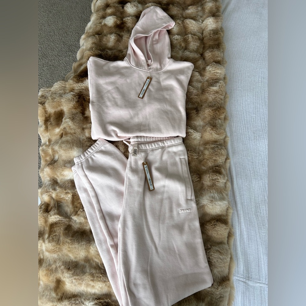 SKIMS Light Pink Hoodie and Jogger Set